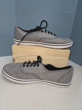 Vans Authentic Gray Polka Dot Canvas Sneakers Women's Lace-Up Casual Shoes